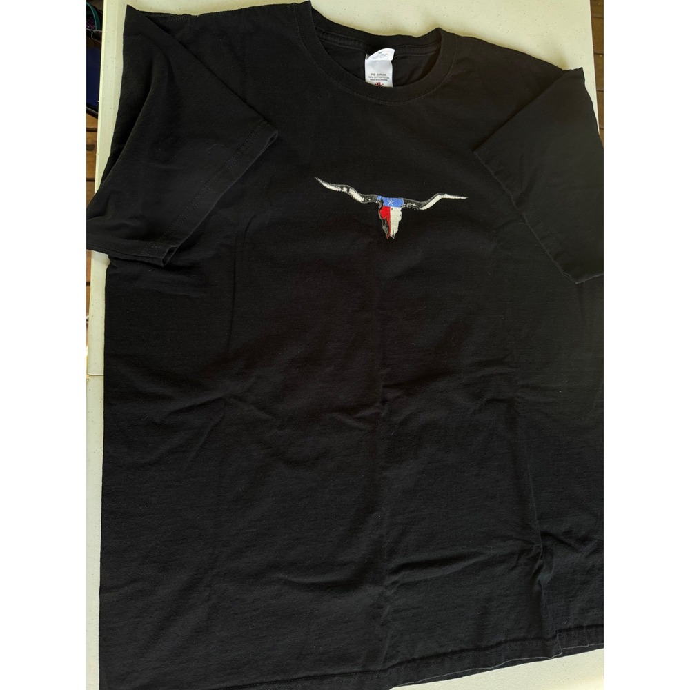 Anvil Mens Texas Flag Longhorn Skull Graphic T-Shirt Black XL Short Sleeve Tee